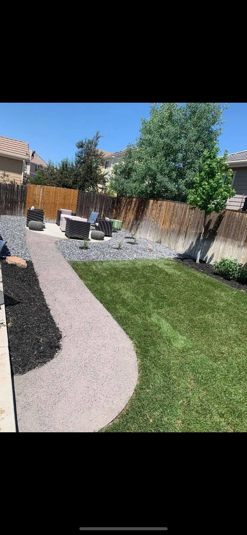 Full backyard transformation with landscape design and irrigation in Denver CO